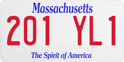 MA license plate 201YL1