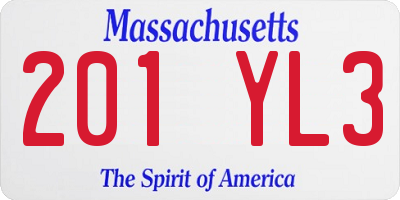 MA license plate 201YL3