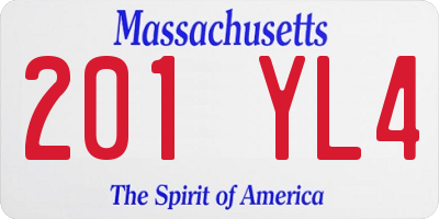 MA license plate 201YL4