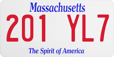MA license plate 201YL7