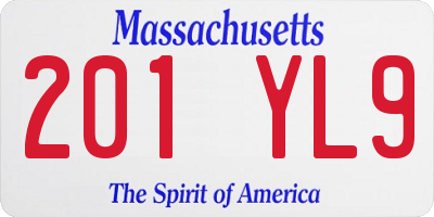 MA license plate 201YL9