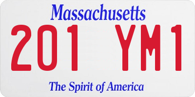 MA license plate 201YM1