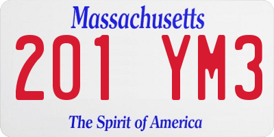 MA license plate 201YM3