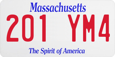 MA license plate 201YM4