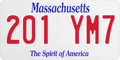 MA license plate 201YM7