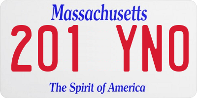 MA license plate 201YN0