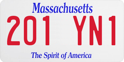 MA license plate 201YN1