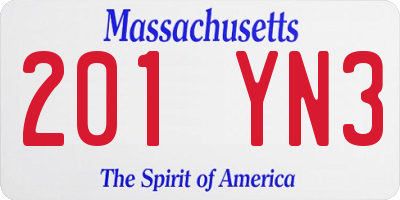 MA license plate 201YN3