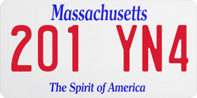 MA license plate 201YN4