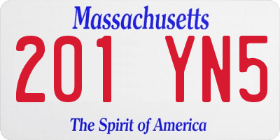MA license plate 201YN5