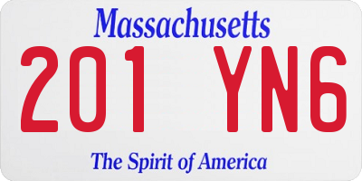 MA license plate 201YN6