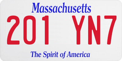MA license plate 201YN7