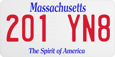 MA license plate 201YN8