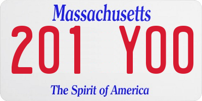 MA license plate 201YO0