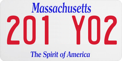 MA license plate 201YO2