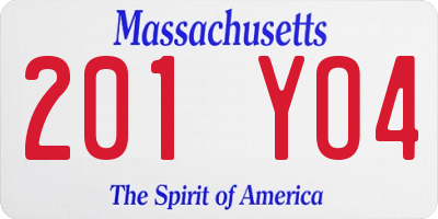 MA license plate 201YO4