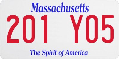 MA license plate 201YO5