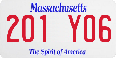 MA license plate 201YO6