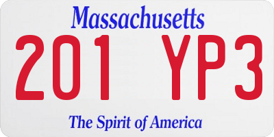 MA license plate 201YP3