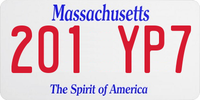 MA license plate 201YP7
