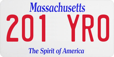 MA license plate 201YR0
