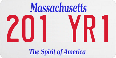 MA license plate 201YR1