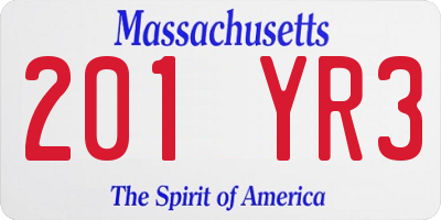 MA license plate 201YR3