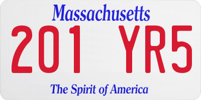 MA license plate 201YR5