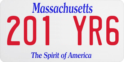 MA license plate 201YR6