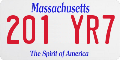 MA license plate 201YR7
