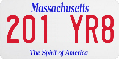 MA license plate 201YR8