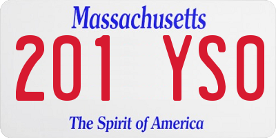 MA license plate 201YS0