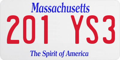 MA license plate 201YS3