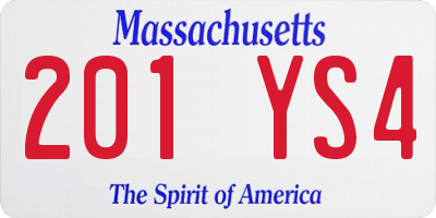 MA license plate 201YS4