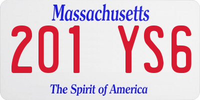 MA license plate 201YS6