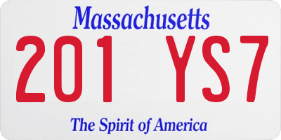 MA license plate 201YS7
