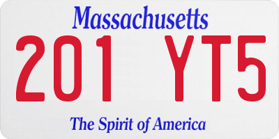 MA license plate 201YT5