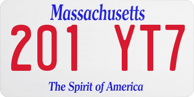 MA license plate 201YT7