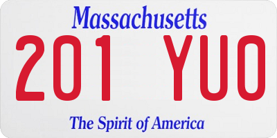 MA license plate 201YU0