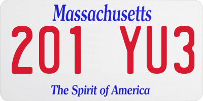 MA license plate 201YU3