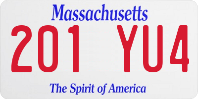 MA license plate 201YU4