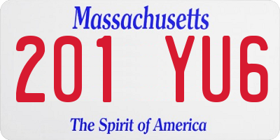 MA license plate 201YU6