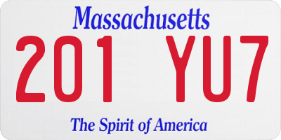 MA license plate 201YU7