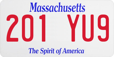 MA license plate 201YU9