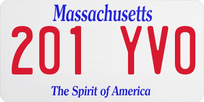 MA license plate 201YV0