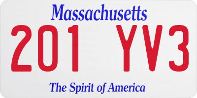 MA license plate 201YV3