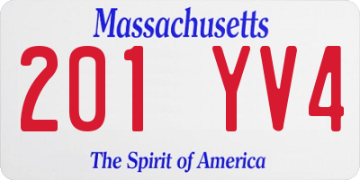 MA license plate 201YV4