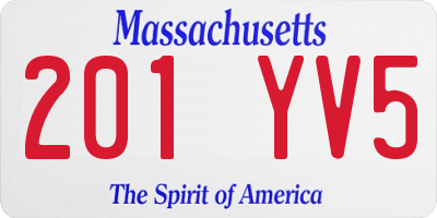 MA license plate 201YV5