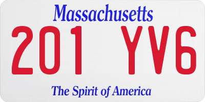 MA license plate 201YV6