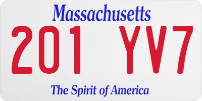 MA license plate 201YV7